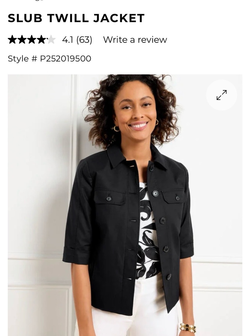 Talbots Black Slub Twill Jacket
